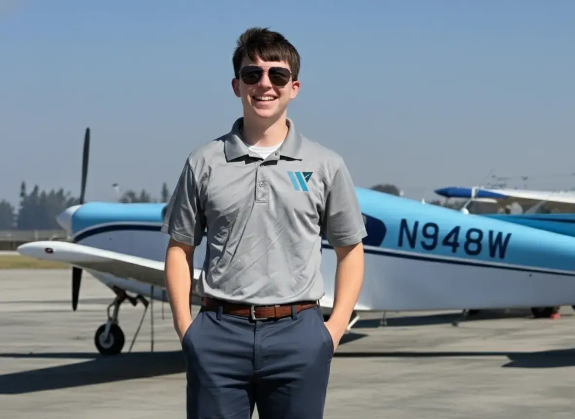 Winston Tripp, CFII/MEI, standing in front of N948W